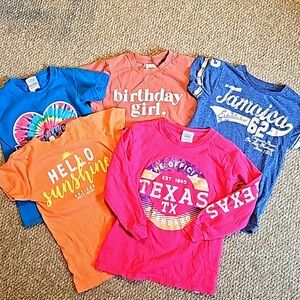 Lot of 5 Kids Travel Graphic Tees and Birthday Tee